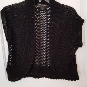 Ladies cropped  black crocheted sweater